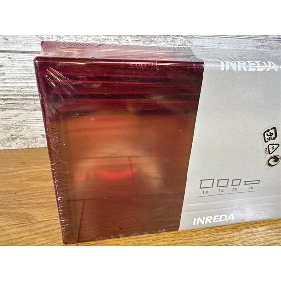 NEW Ikea INREDA Red Acrylic Floating Storage Bins 14" Long 301.339.56 - Picture 3 of 8